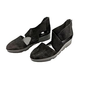 Eileen Fisher black Mary Jane suede wrap shoes